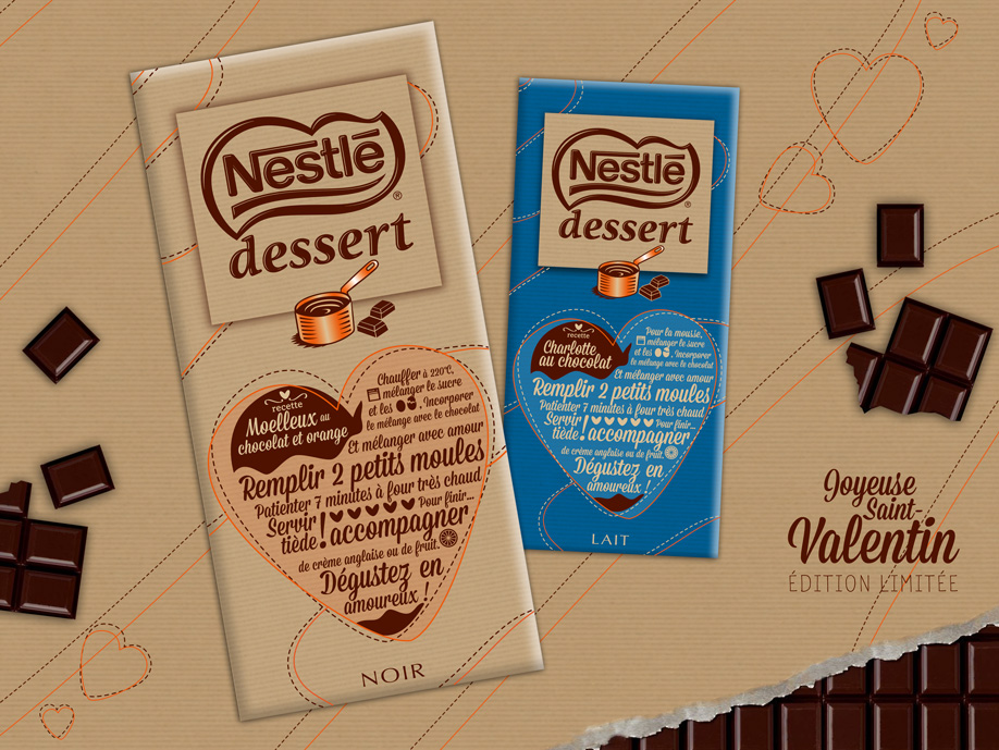 packaging Nestlé Desser Noir & Lait - Saint-Valentin
